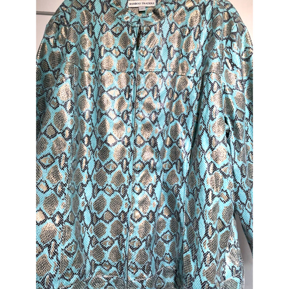 BAMBOO TRADERS Women's Jacket Turquoise Gold Black Snake Print Size 3X - Picture 6 of 11